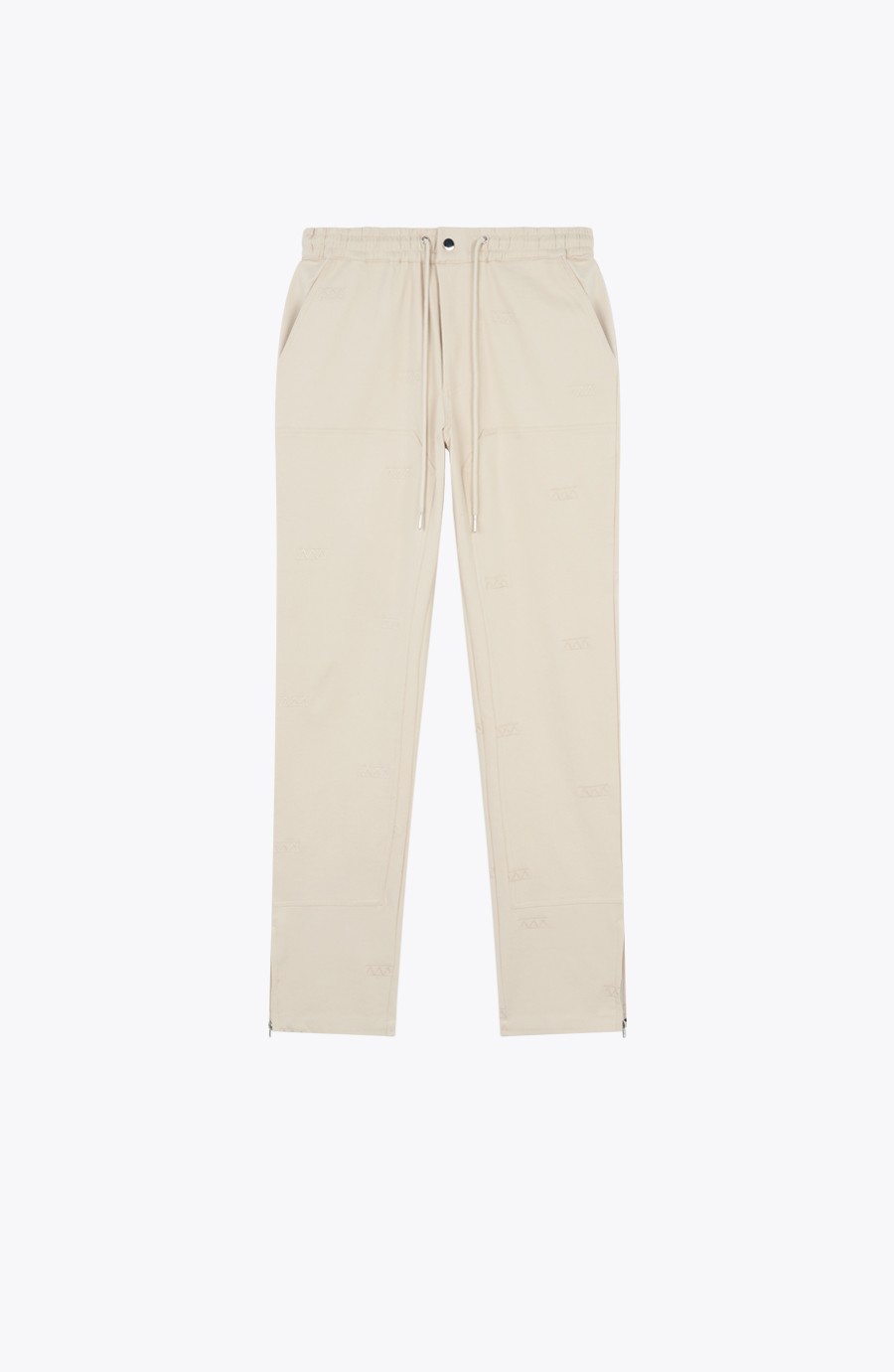 Pantalon cargo beige coupe droite détail zip aux chevilles